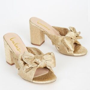 Lulu’s Dorothea Gold Knotted High Heel Sandals